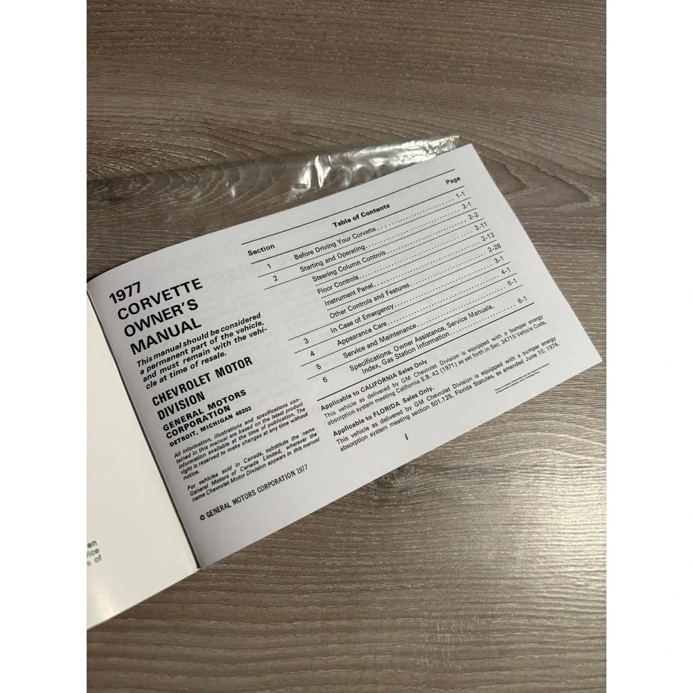 1977 Chevrolet Corvette Owners Manual‎ Original C3 Stingray GM Handbook Vintage